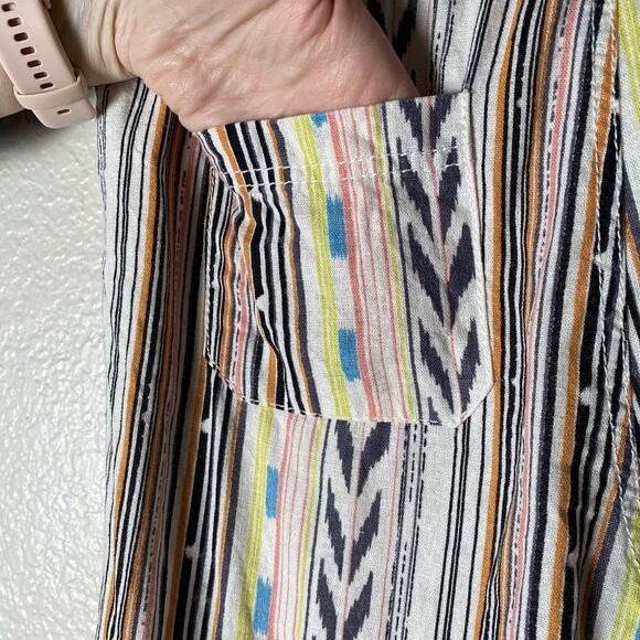 CALI 1850 Sz M Linen Beach Pants Aztec Multicolor Drawstring 4 Pockets - Picture 6 of 11